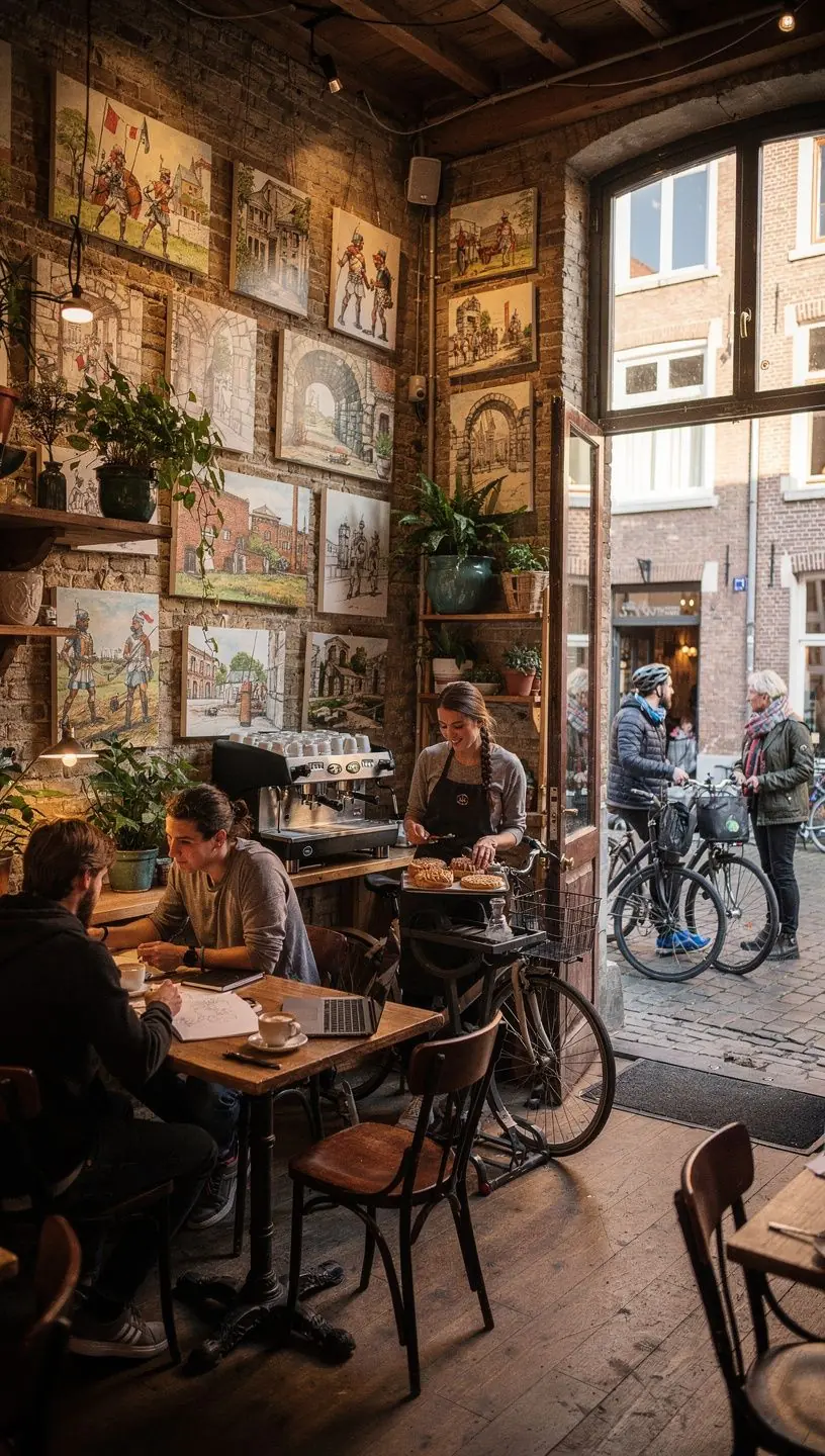 Fietsers die langs de Waal fietsen met uitzicht op de rivier.